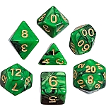 Dobbelstenen oblivion groen, 7 stuks