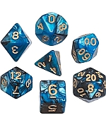 Dobbelstenen oblivion blauw, 7 stuks