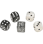 Dobbelstenen voor backgammon zwart-wit
