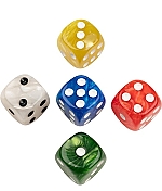 Dobbelstenen 16 mm pearl, 5 stuks