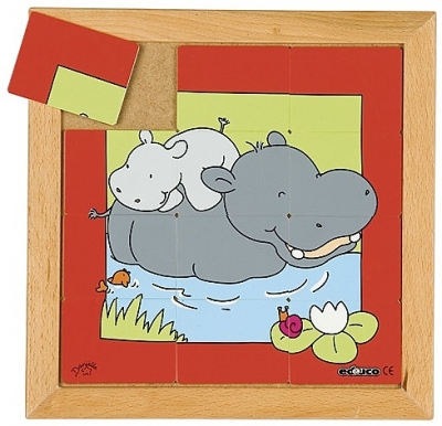 Dierenpuzzel 'Moeder en kind' Nijlpaard