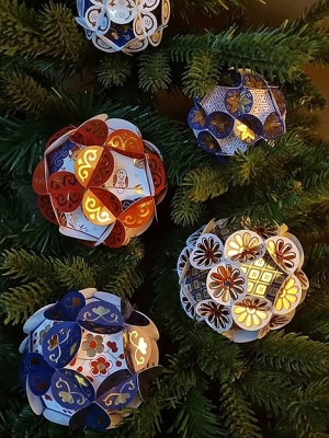 Imari kerstballen Piet design
