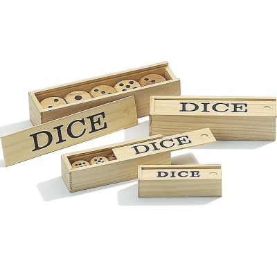 Houten dobbelstenen, 6 zijdig, 25 mm, 5 stuks
