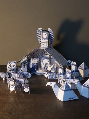 Delftsblauwe kerststal Piet Design